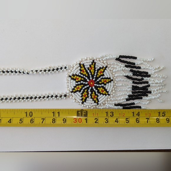 VTG BEADED LEATHER BACK NECKLACE - Picture 3 of 9